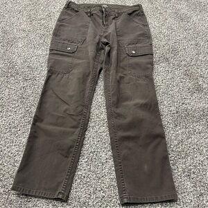 Duluth Trading Pants Women's 12 Brown Straight Leg Cargo Pocket Canvas Outdoor